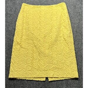 Talbots Skirt‎ Womens 4 Yellow Lace Floral Lined Pencil Career Work Office Chic
